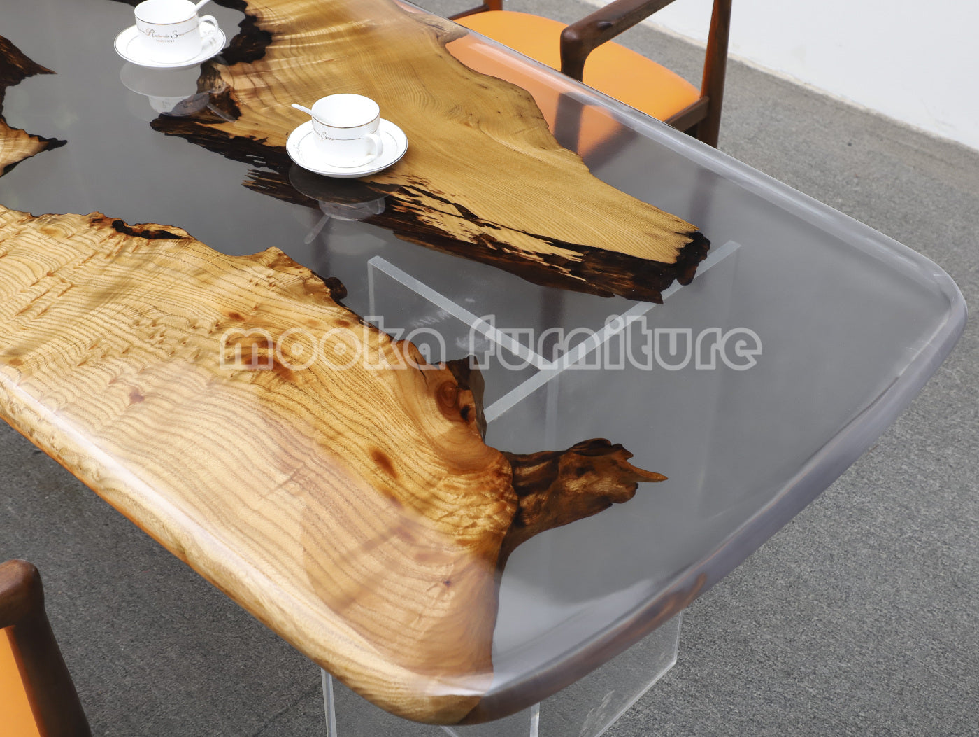 Resin Wood Dining Table - MOOKAFURNITURE