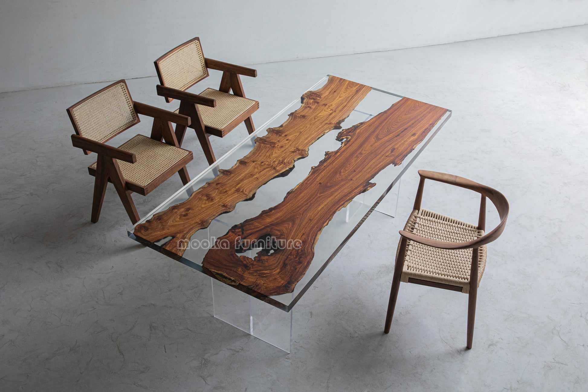 Resin Wood Dining Table - MOOKAFURNITURE