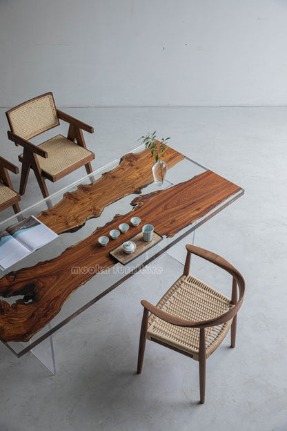 Resin Wood Dining Table - MOOKAFURNITURE