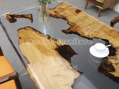 Resin Wood Dining Table - MOOKAFURNITURE