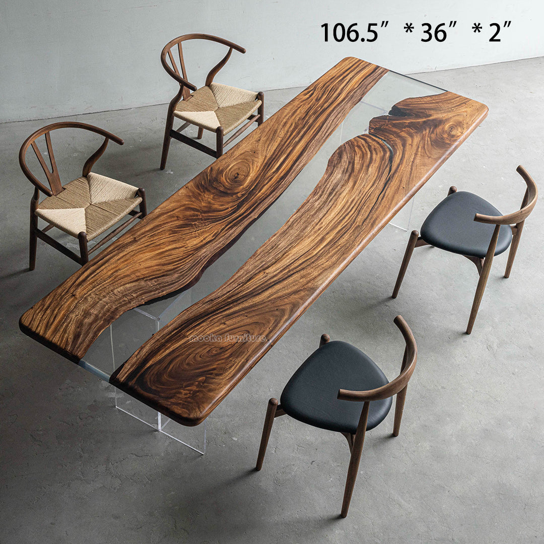 Resin Wood Dining Table - MOOKAFURNITURE