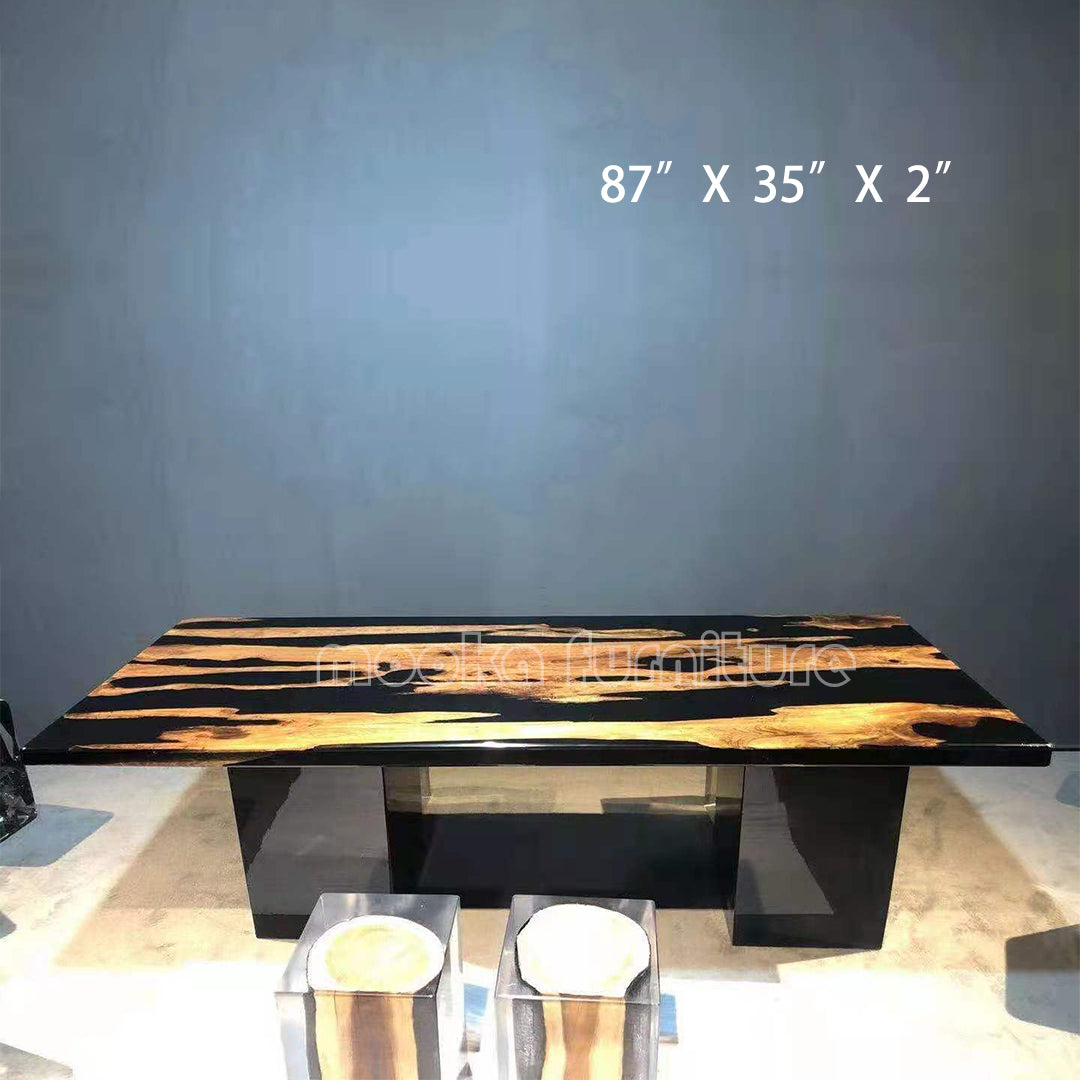 Resin Wood Dining Table - MOOKAFURNITURE