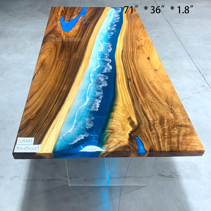 Resin Wood Dining Table - MOOKAFURNITURE