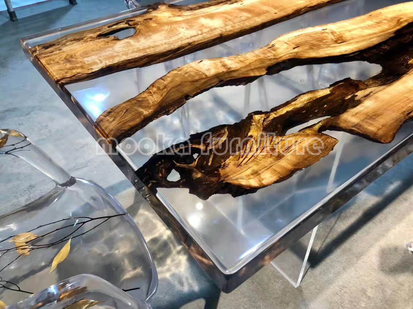 Resin Wood Dining Table - MOOKAFURNITURE