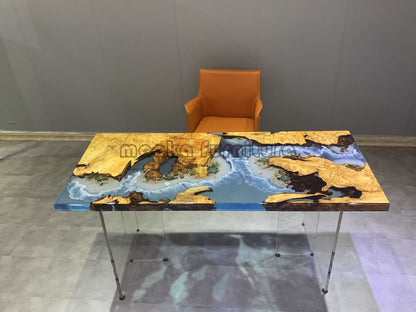 Resin Wood Dining Table - MOOKAFURNITURE