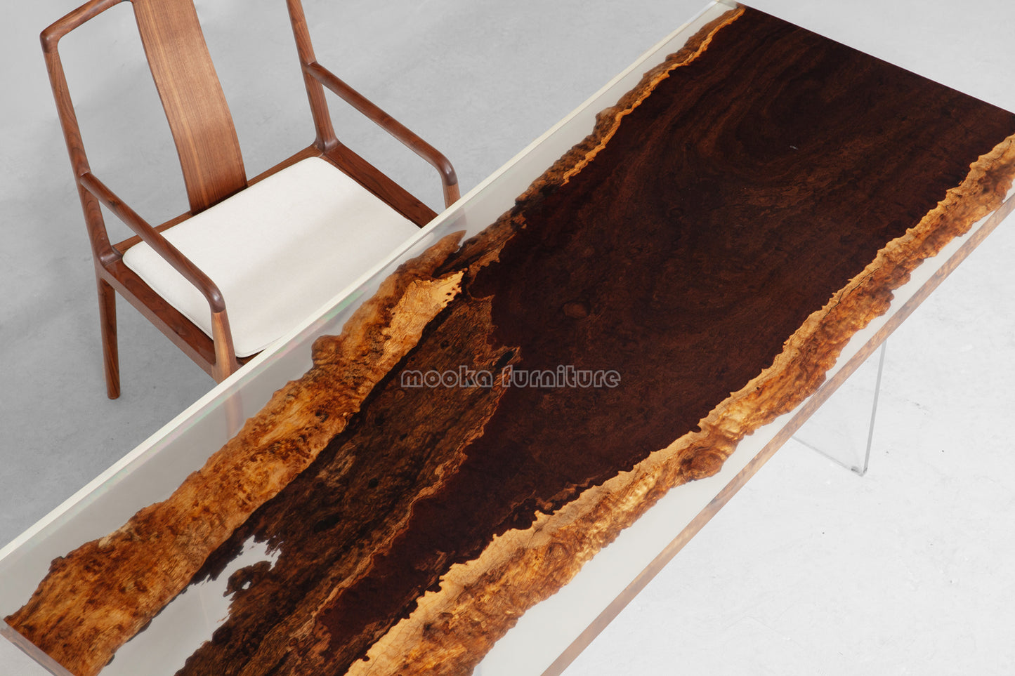 Resin Wood Dining Table - MOOKAFURNITURE