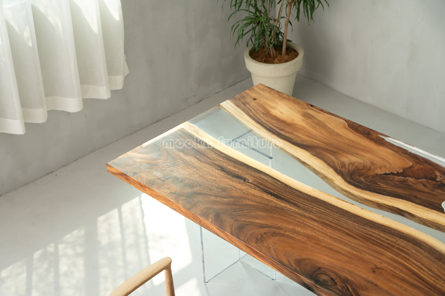 Resin Wood Dining Table - MOOKAFURNITURE