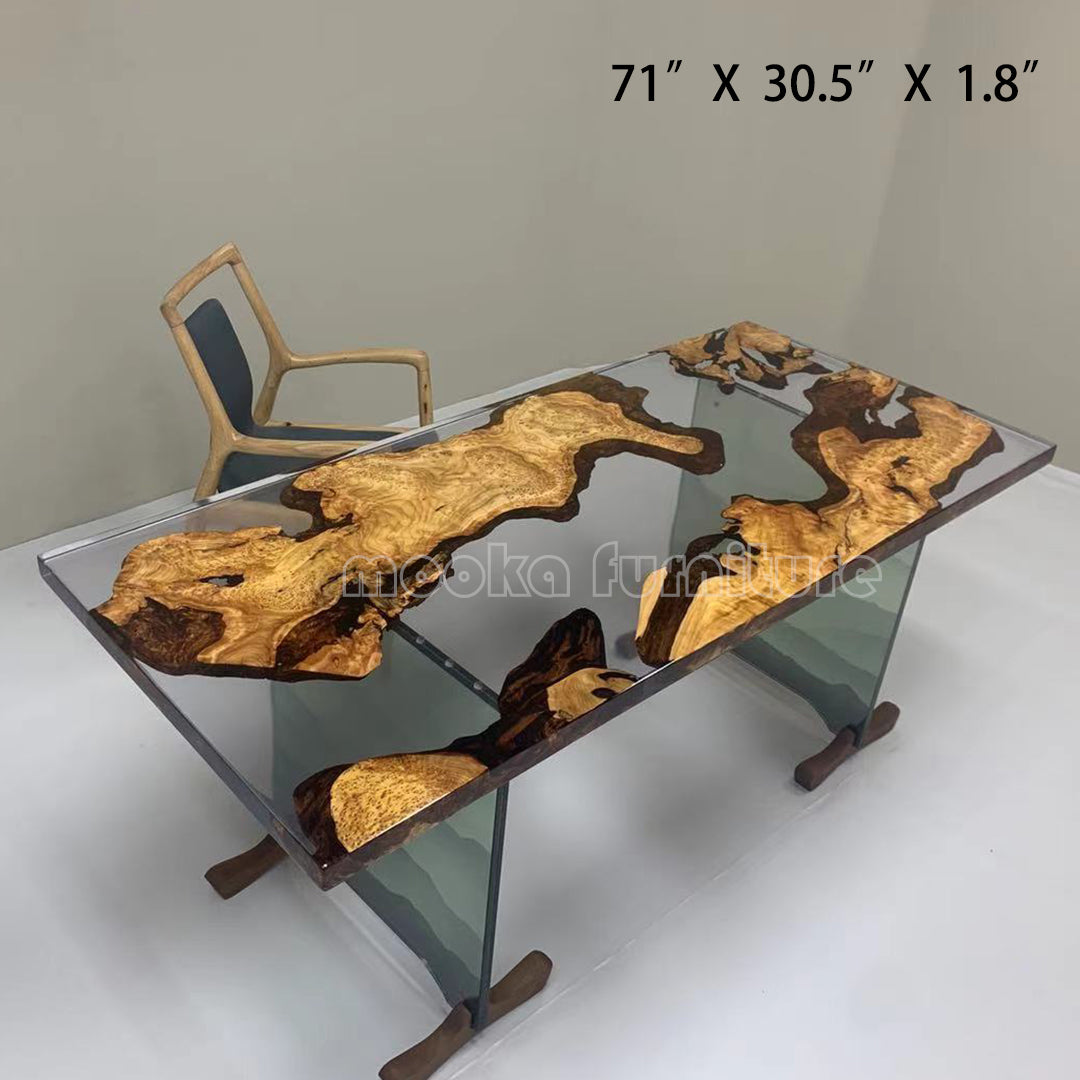 Resin Wood Dining Table - MOOKAFURNITURE