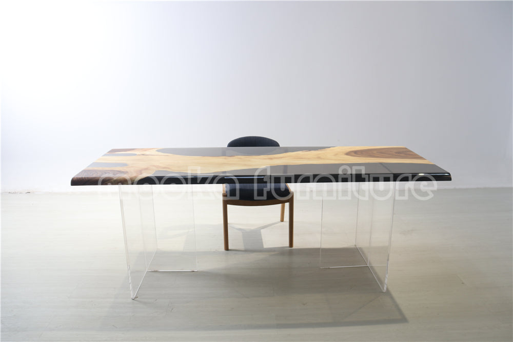 Resin Wood Dining Table - MOOKAFURNITURE