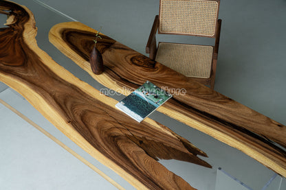 Resin Wood Dining Table - MOOKAFURNITURE