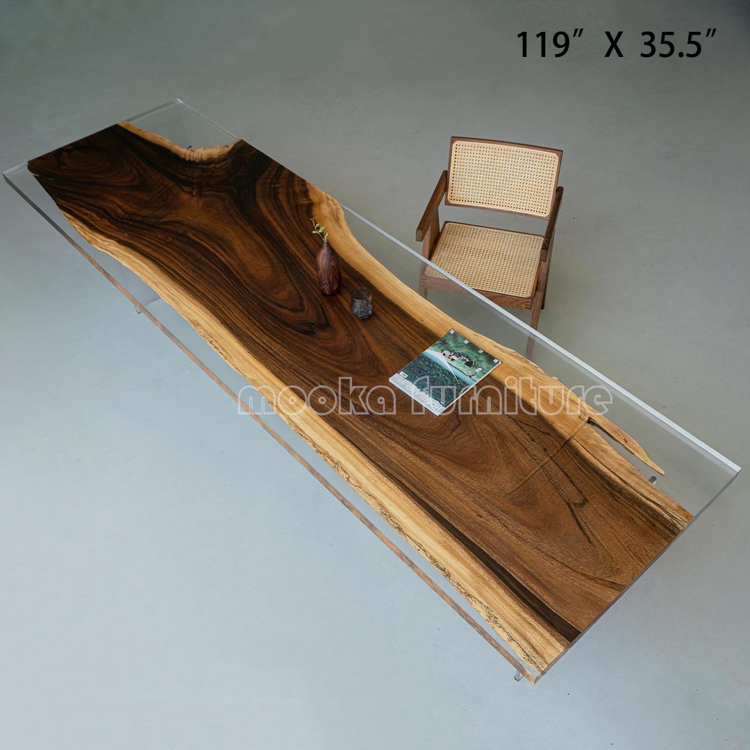 Resin Wood Dining Table - MOOKAFURNITURE