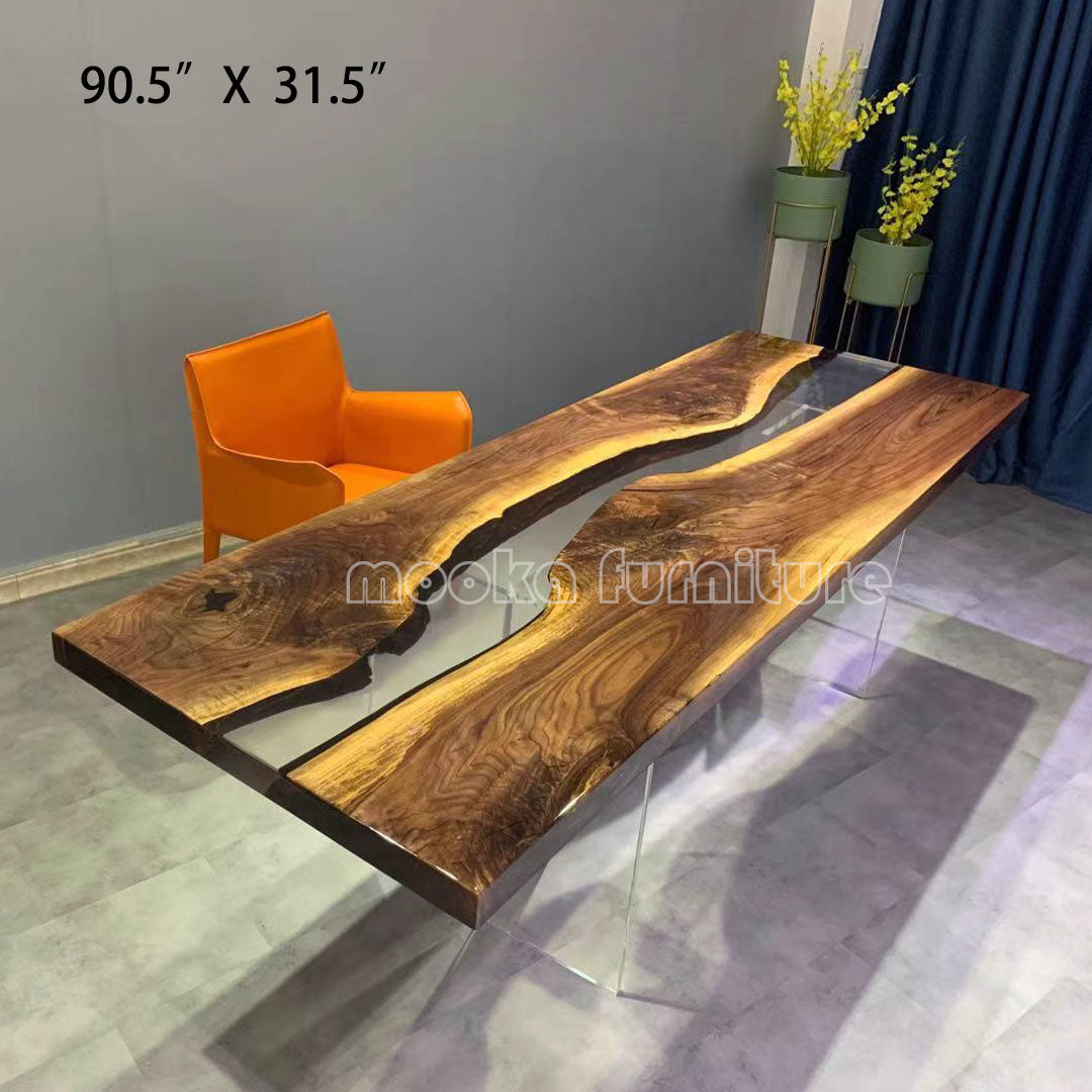 Resin Wood Dining Table - MOOKAFURNITURE