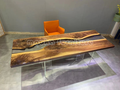 Resin Wood Dining Table - MOOKAFURNITURE