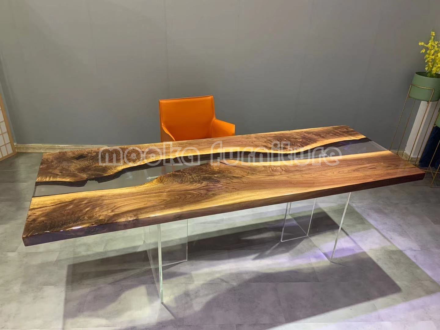 Resin Wood Dining Table - MOOKAFURNITURE