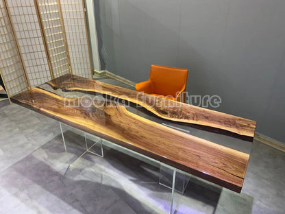 Resin Wood Dining Table - MOOKAFURNITURE