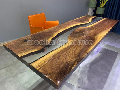 Resin Wood Dining Table - MOOKAFURNITURE