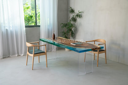 Resin Wood Dining Table - MOOKAFURNITURE