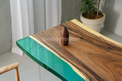 Resin Wood Dining Table - MOOKAFURNITURE