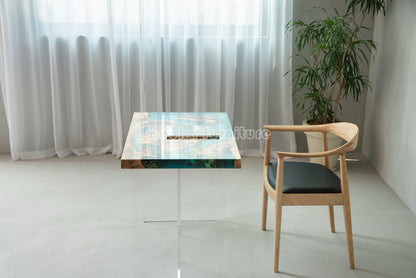 Resin Wood Dining Table - MOOKAFURNITURE