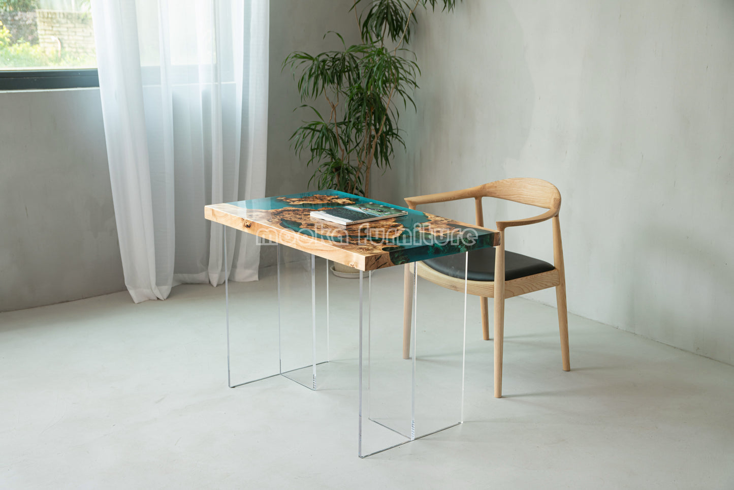 Resin Wood Dining Table - MOOKAFURNITURE