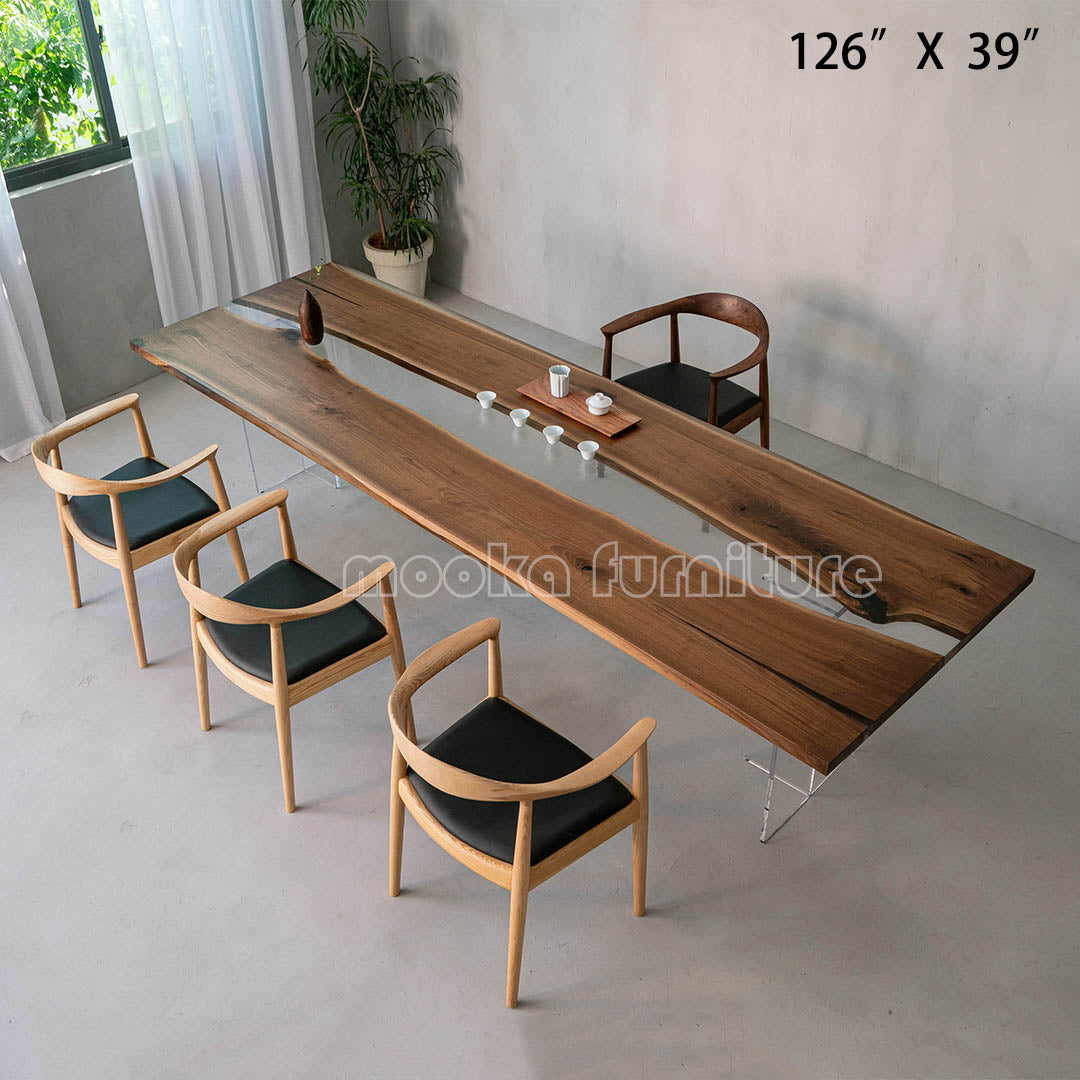 Resin Wood Dining Table - MOOKAFURNITURE