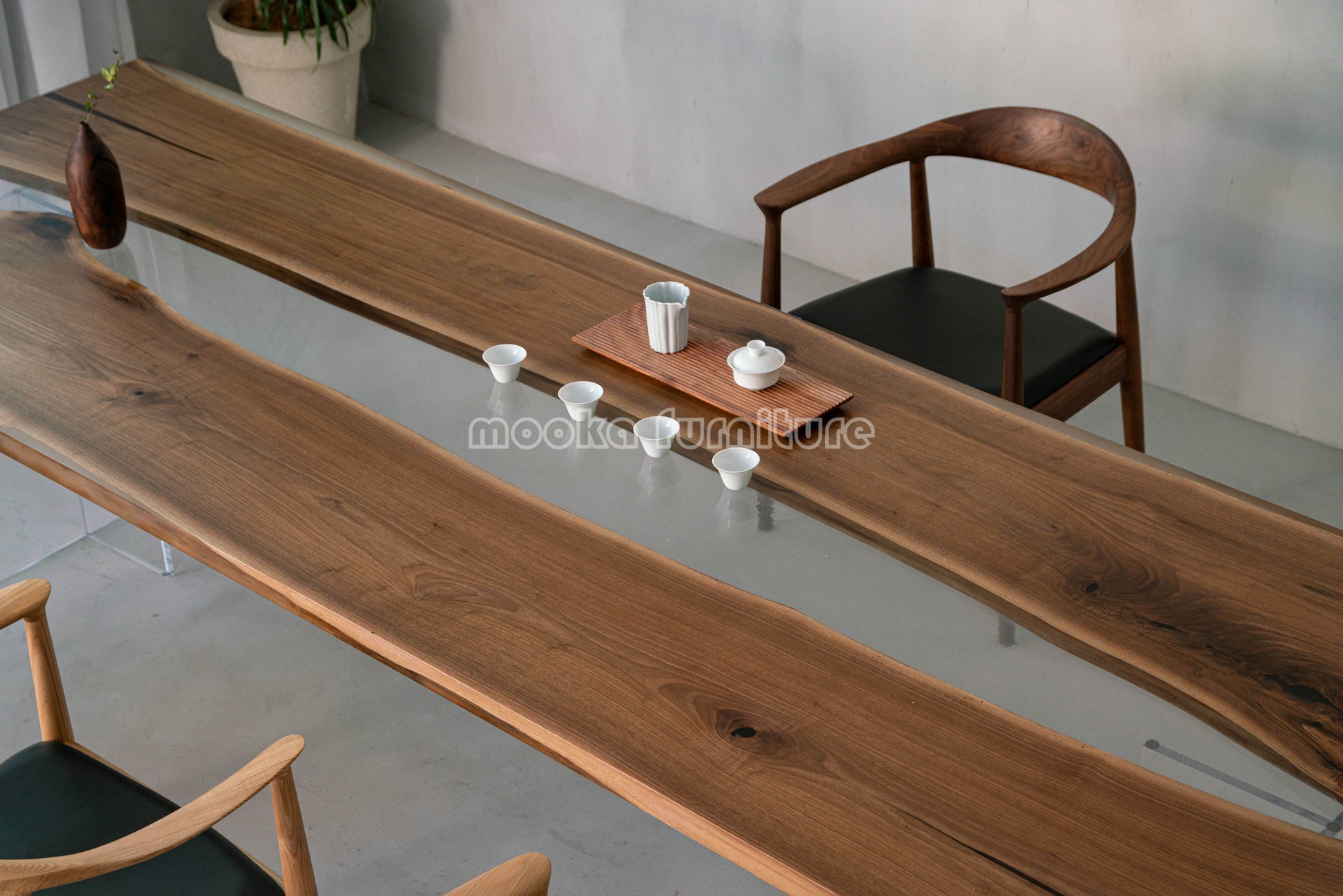 Resin Wood Dining Table - MOOKAFURNITURE