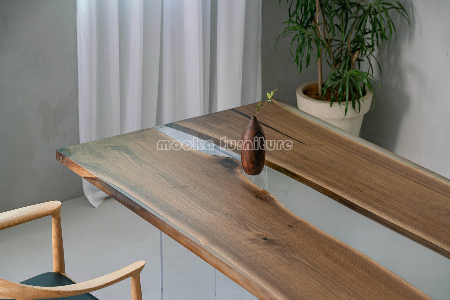 Resin Wood Dining Table - MOOKAFURNITURE