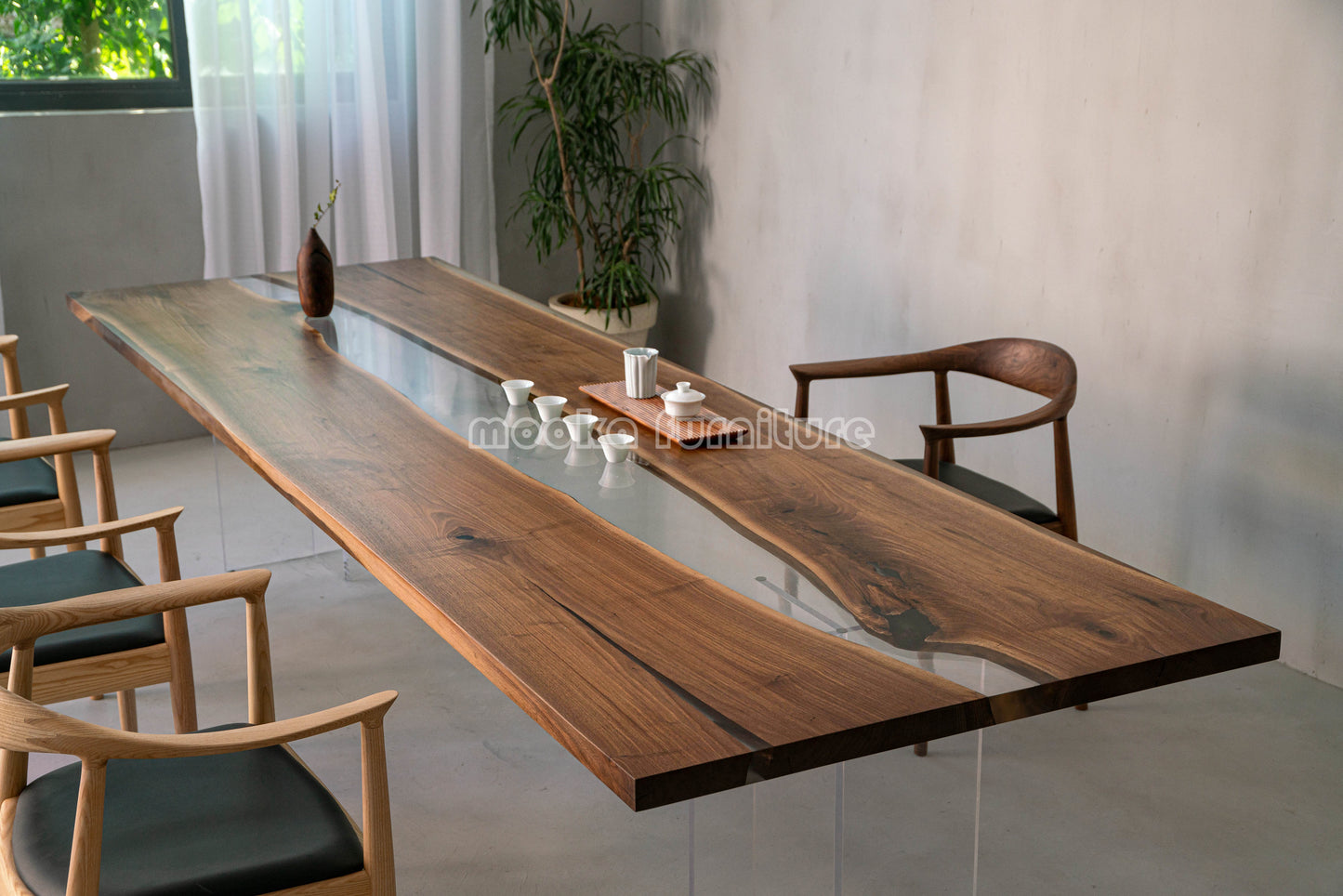 Resin Wood Dining Table - MOOKAFURNITURE