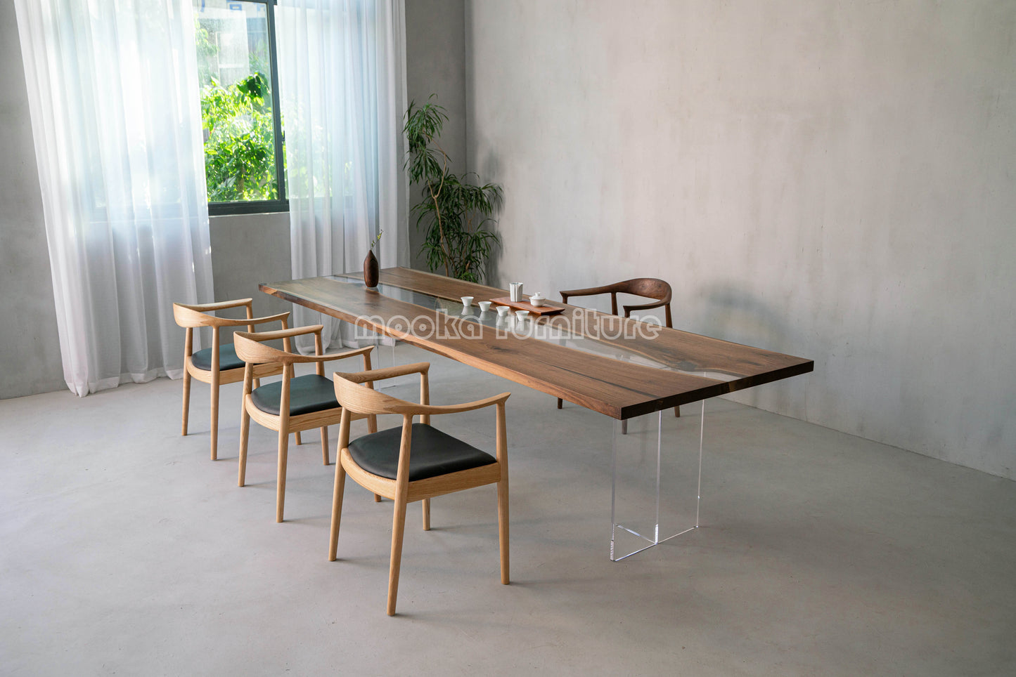 Resin Wood Dining Table - MOOKAFURNITURE