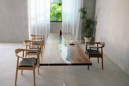 Resin Wood Dining Table - MOOKAFURNITURE