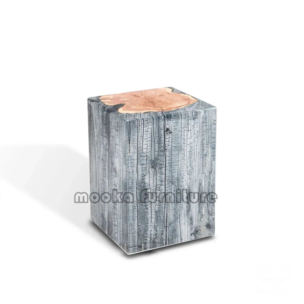 Clear epoxy wood stump nightstand - MOOKA FURNITURE