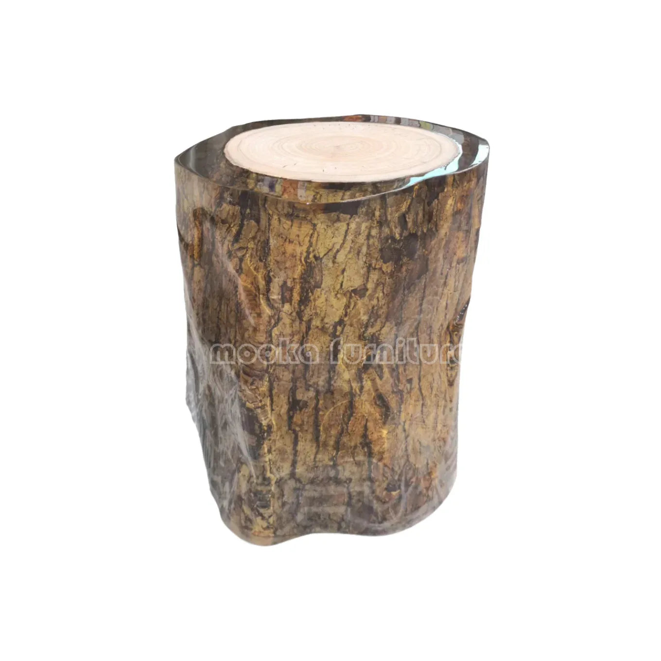 Acrylic and trunk wood epoxy end table - MOOKA FURNITURE