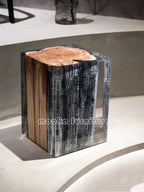 Clear resin wood stump stool - MOOKA FURNITURE