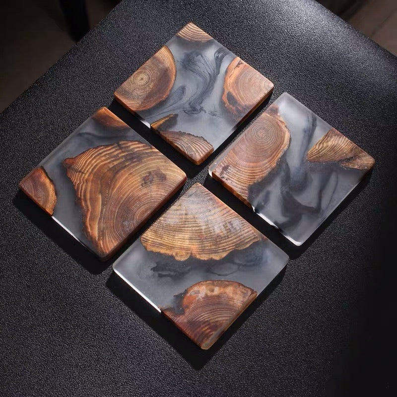 Epoxy wood coaster set of 6 - MOOKAFURNITURE