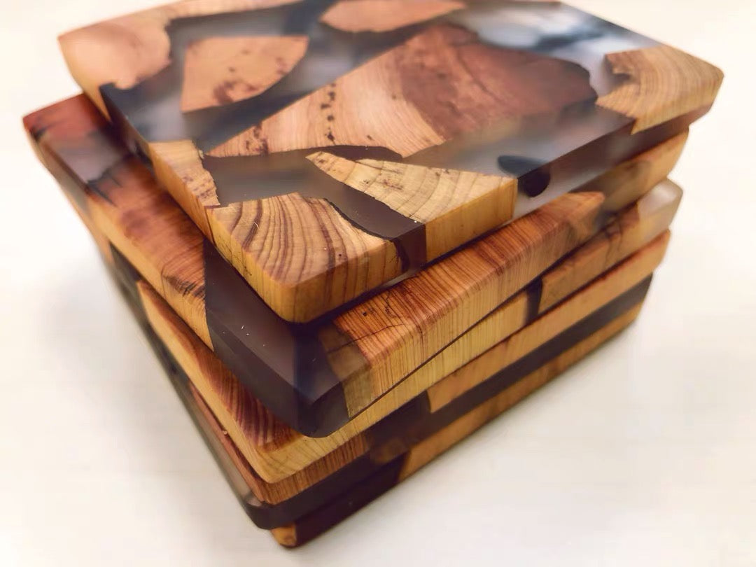 Epoxy wood coaster set of 6 - MOOKAFURNITURE