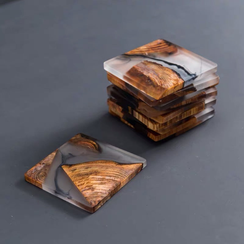 Epoxy wood coaster set of 6 - MOOKAFURNITURE