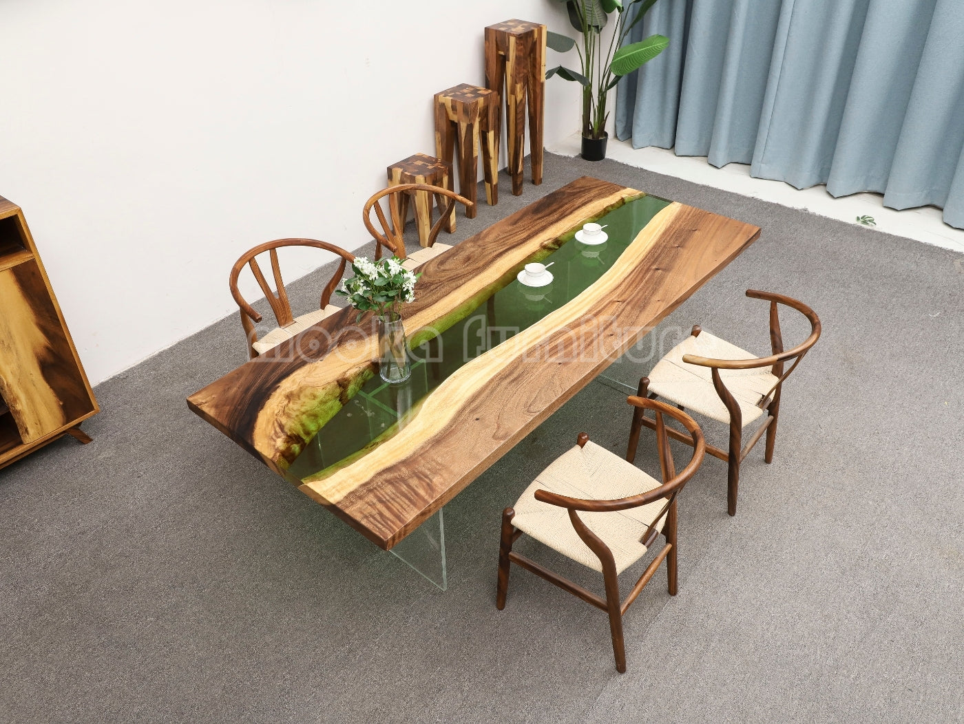 Resin Wood Dining Table - MOOKAFURNITURE