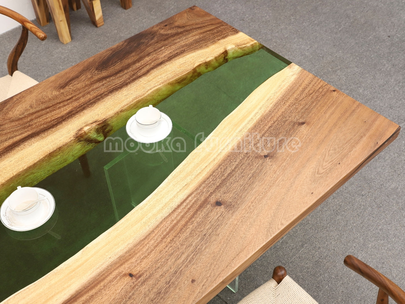 Resin Wood Dining Table - MOOKAFURNITURE