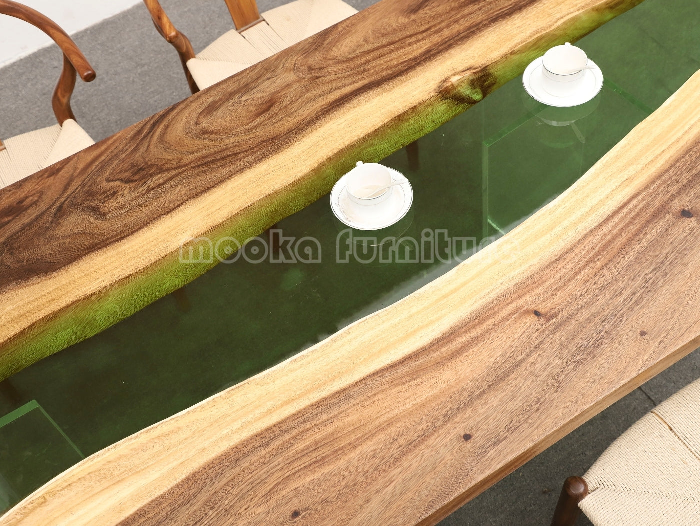 Resin Wood Dining Table - MOOKAFURNITURE