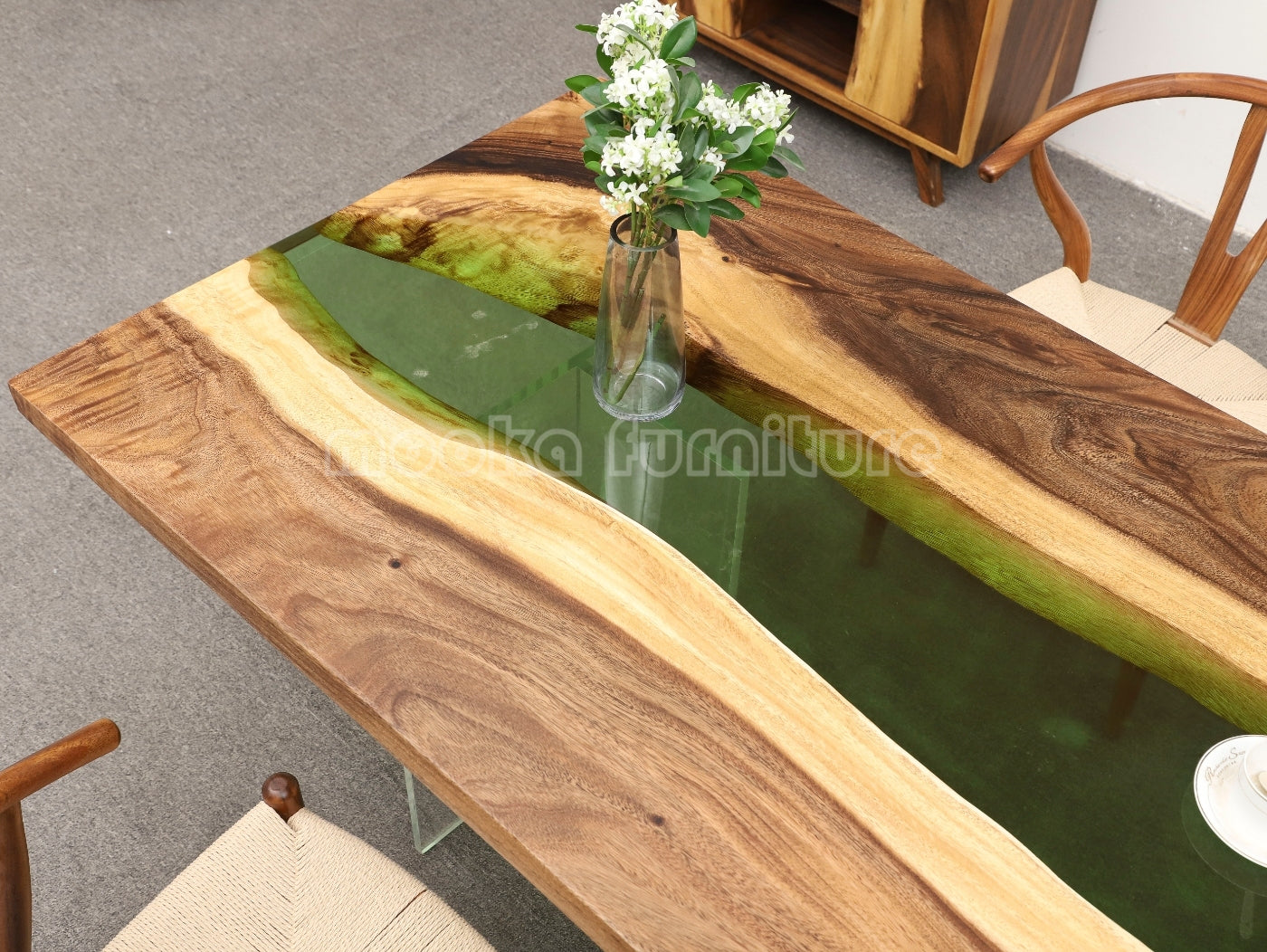 Resin Wood Dining Table - MOOKAFURNITURE