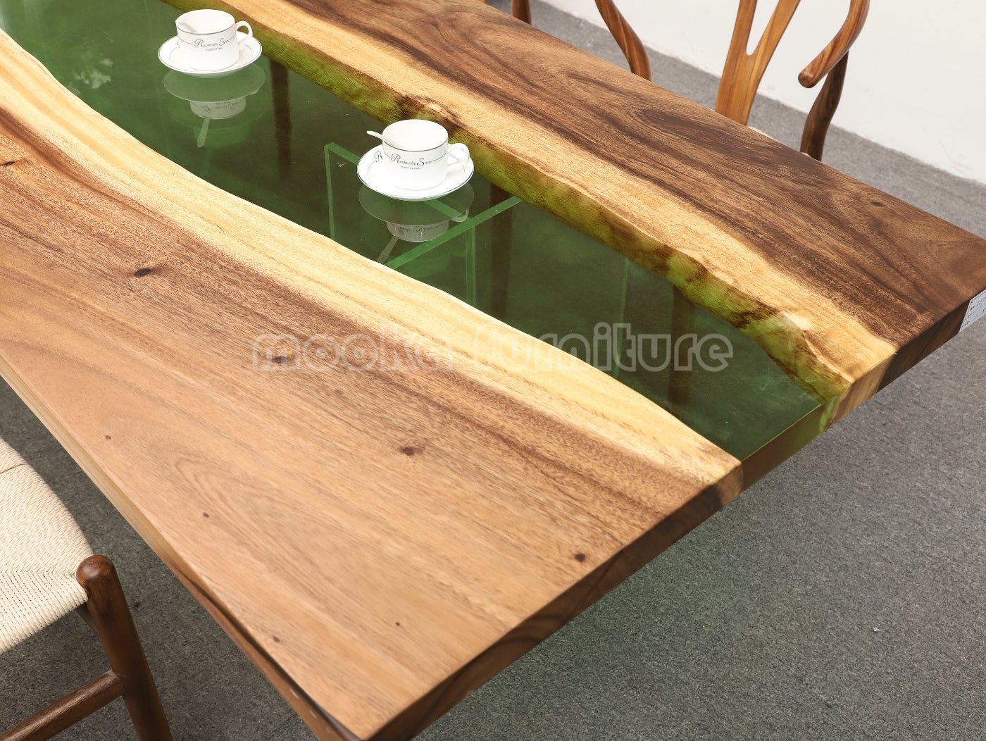 Resin Wood Dining Table - MOOKAFURNITURE