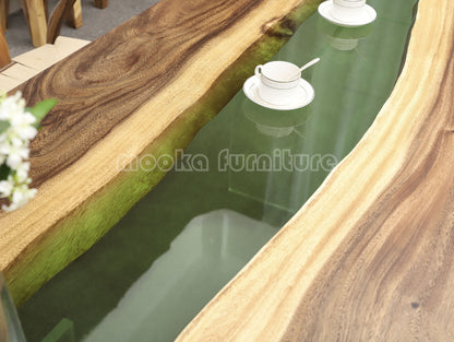 Resin Wood Dining Table - MOOKAFURNITURE