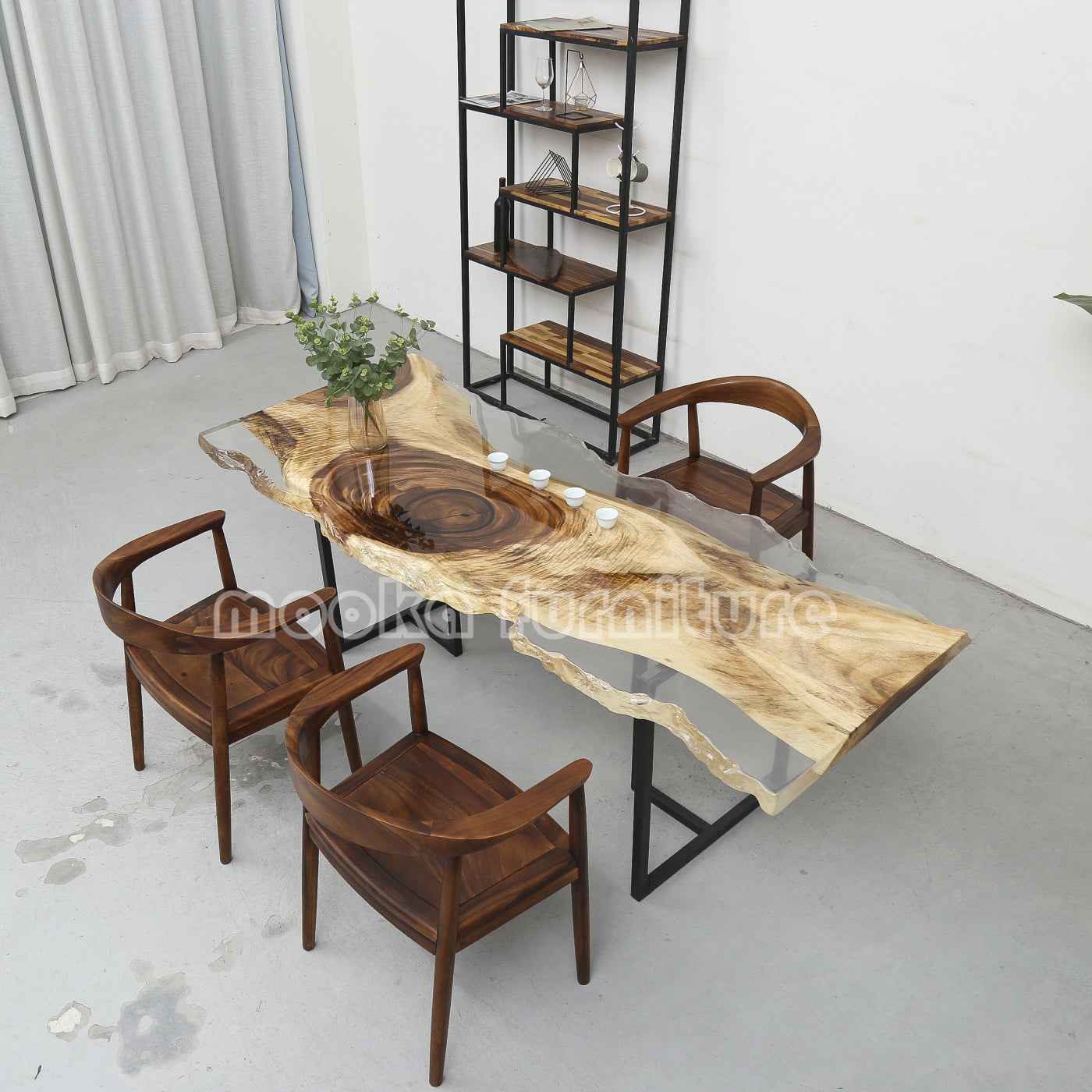 Resin Wood Dining Table - MOOKAFURNITURE