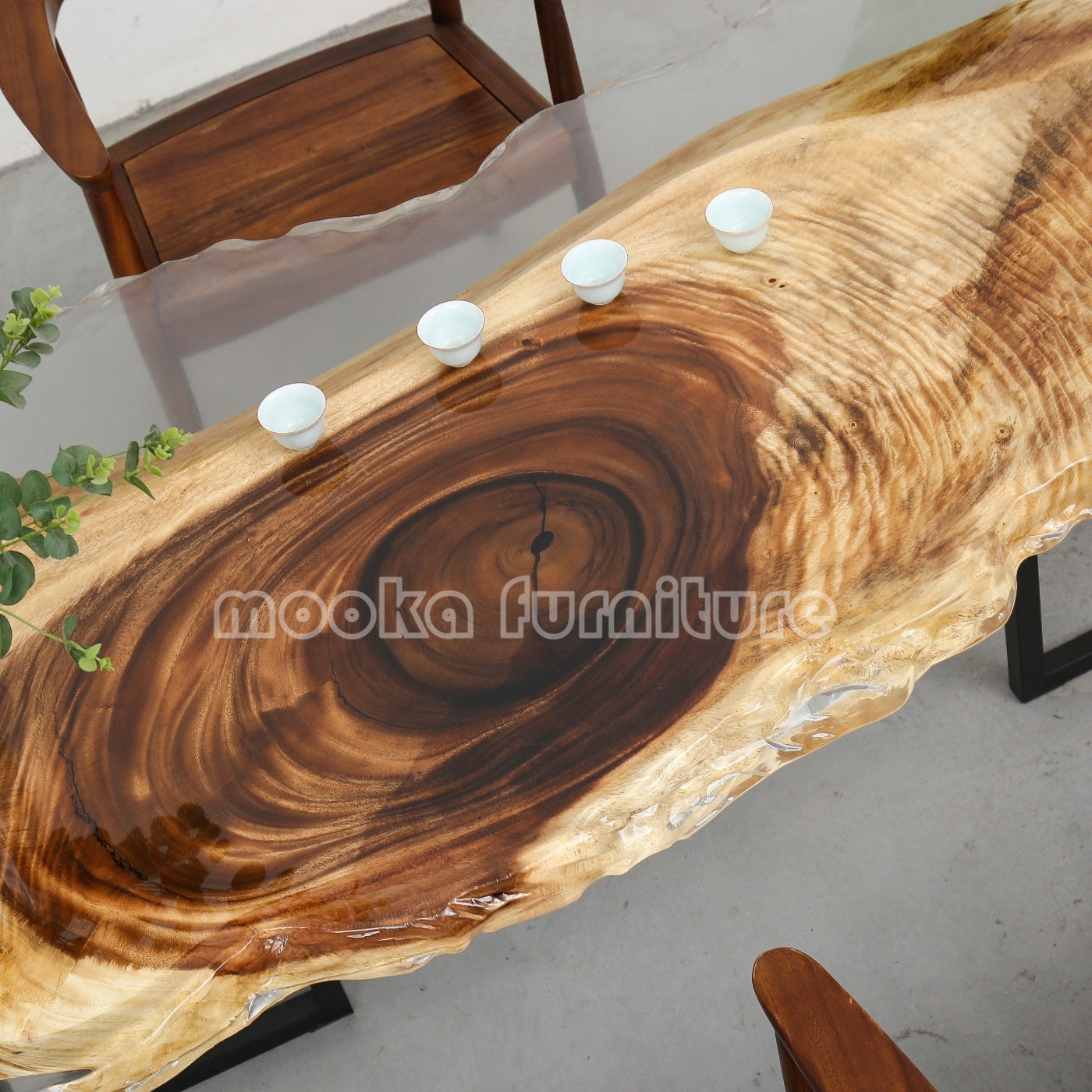 Resin Wood Dining Table - MOOKAFURNITURE