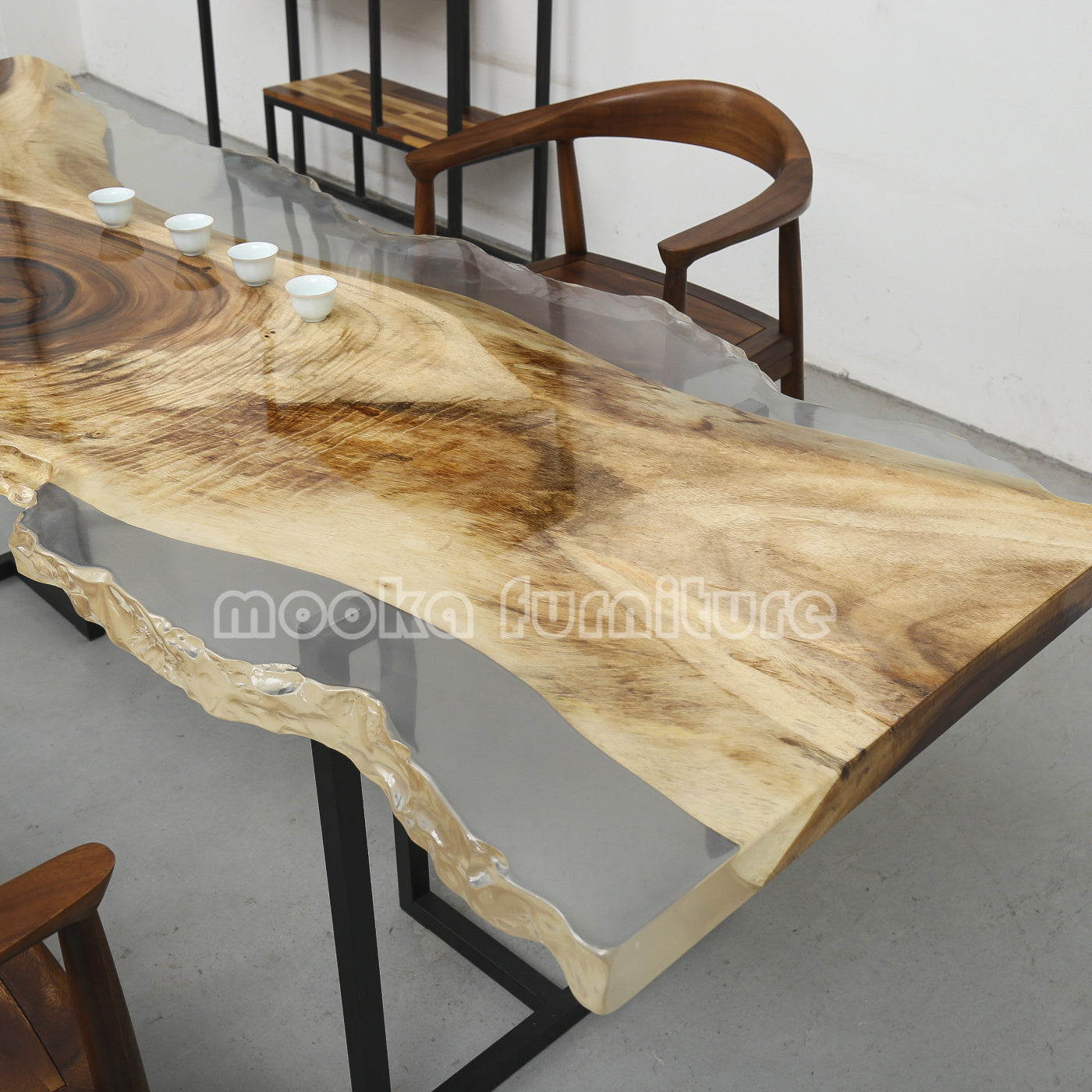 Resin Wood Dining Table - MOOKAFURNITURE