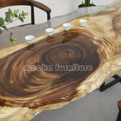 Resin Wood Dining Table - MOOKAFURNITURE